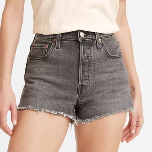 Levi's Pants - LEVI’S 501 HIGH RISE BUTTON FLY FRAYED BLACK SHORTS 29 NEW